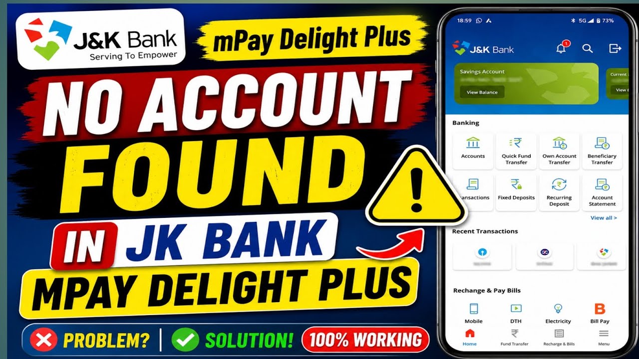No account found mpay delight plus problem | j&k mpay delight plus no account found problem
