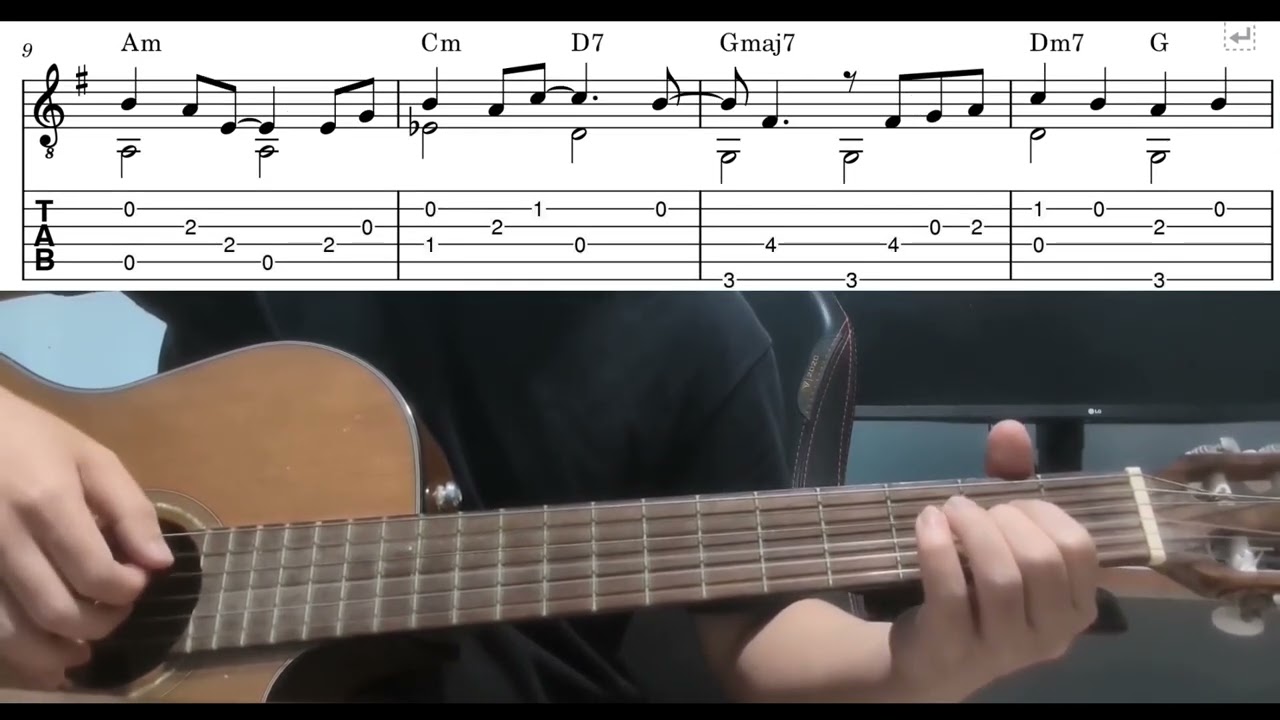 太陽與地球 (盧廣仲) - 指彈吉他谱 (Sun & Earth - Crowd Lu) - Easy Fingerstyle Guitar Playthrough Lesson With Tabs
