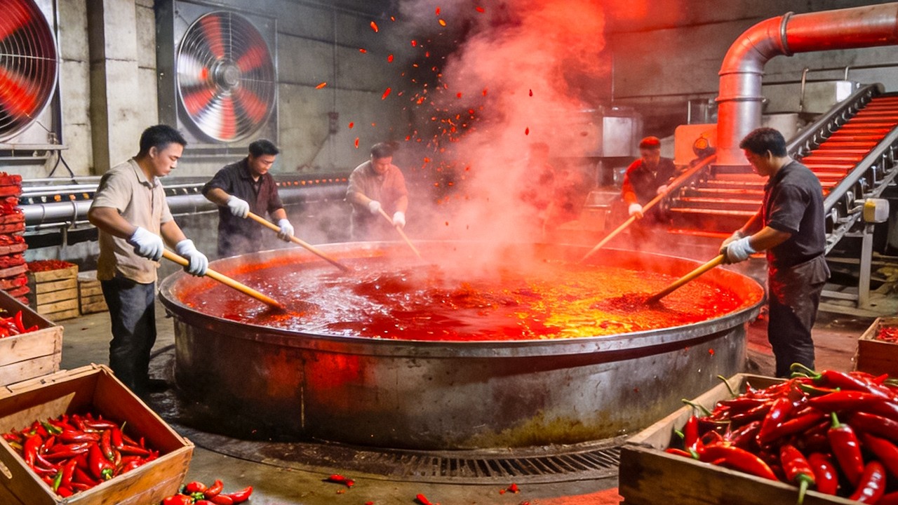 كيف يتم تصنيع الشطة الحارة داخل المصنع &ndash; Hot Sauce Factory