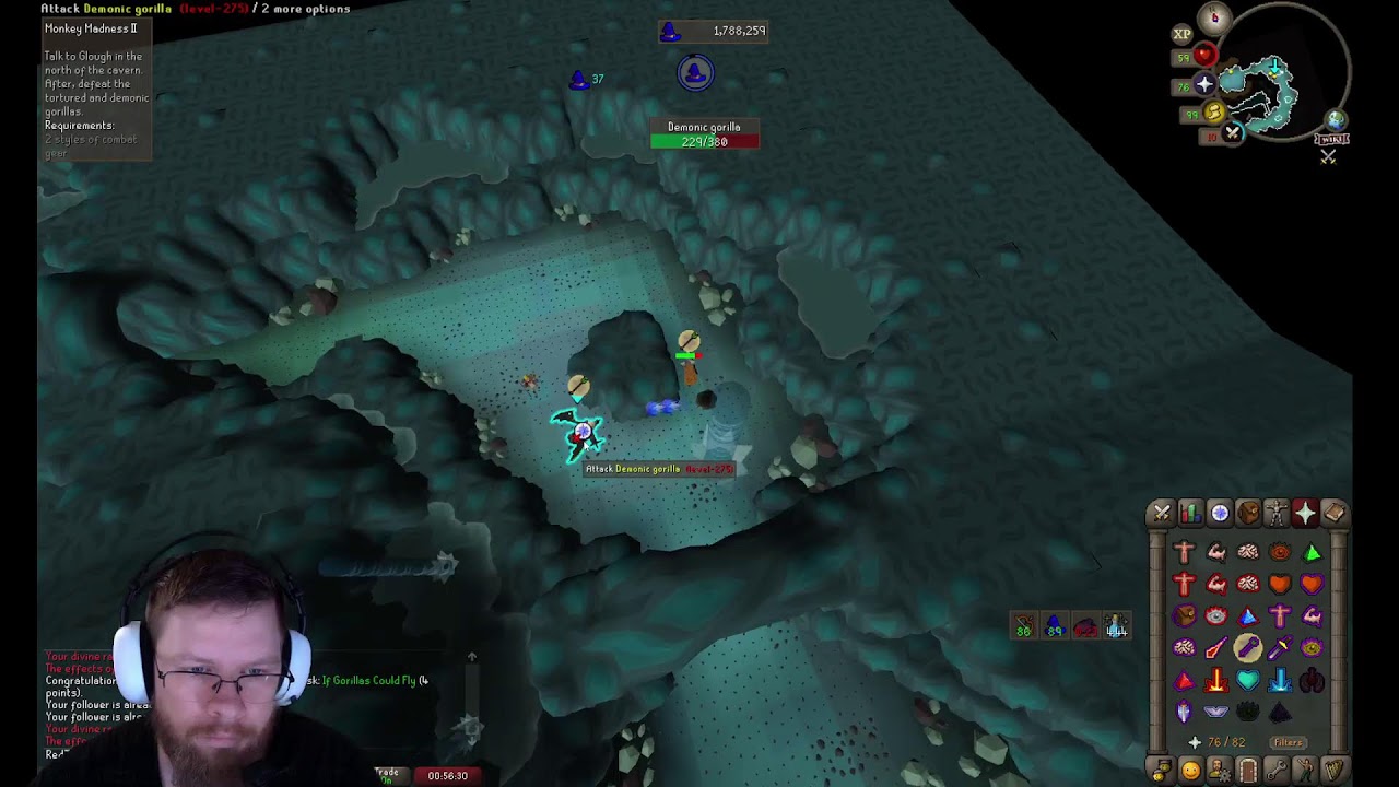 Runescape: Various activities (Master Mixology, herblore training, Monkey Madness II)