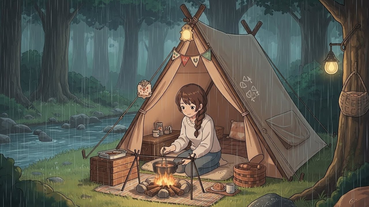 A Quiet Rainy Day by the River 🌿 | Ghibli Style ASMR