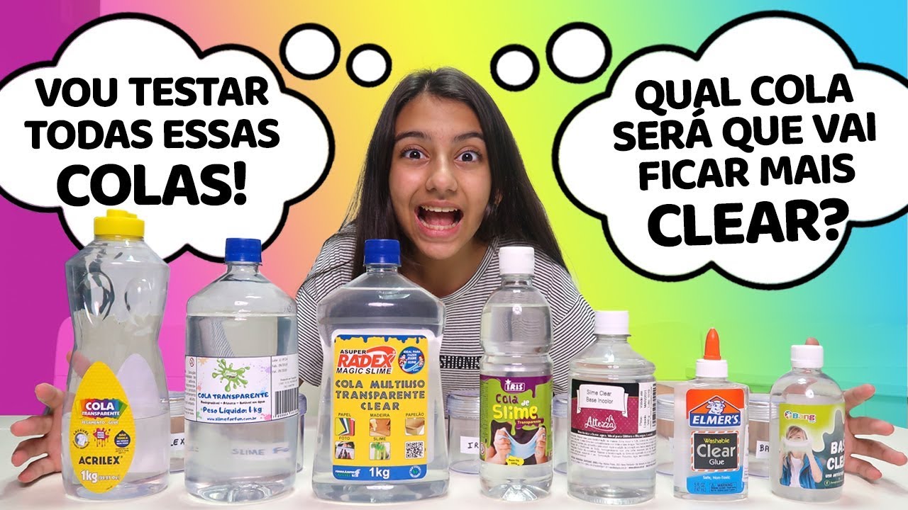 TESTANDO E AVALIANDO MARCAS DE COLA TRANSPARENTE ( SLIME CLEAR )  !  - Julia Moraes