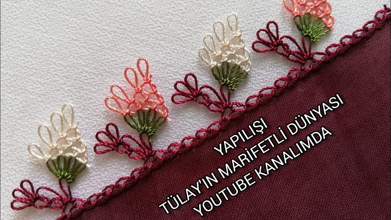170-) Patlıcan Moru Düz Yazmaya Çok Zarif Ve Kolay İğne Oyası Modeli