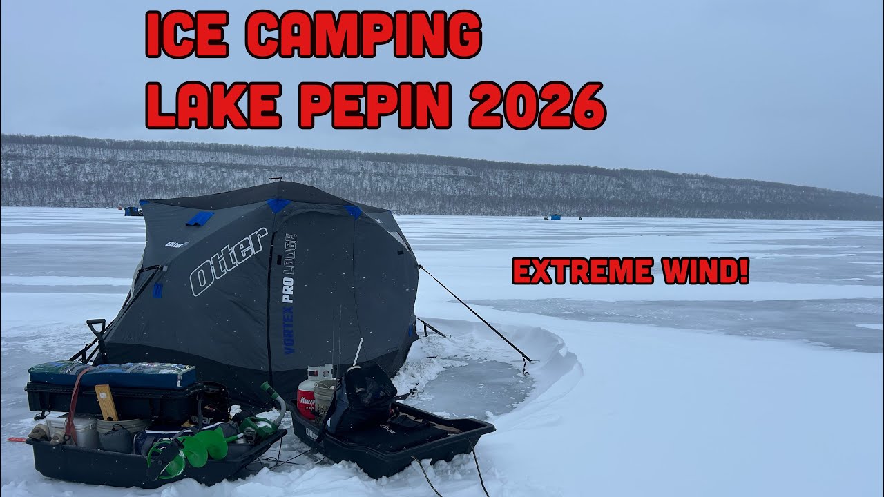 Ice Camping Lake Pepin in Extreme Winds