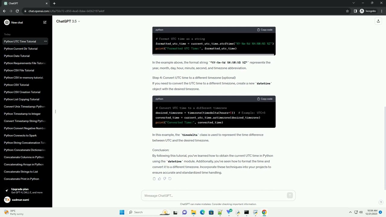 python current utc time