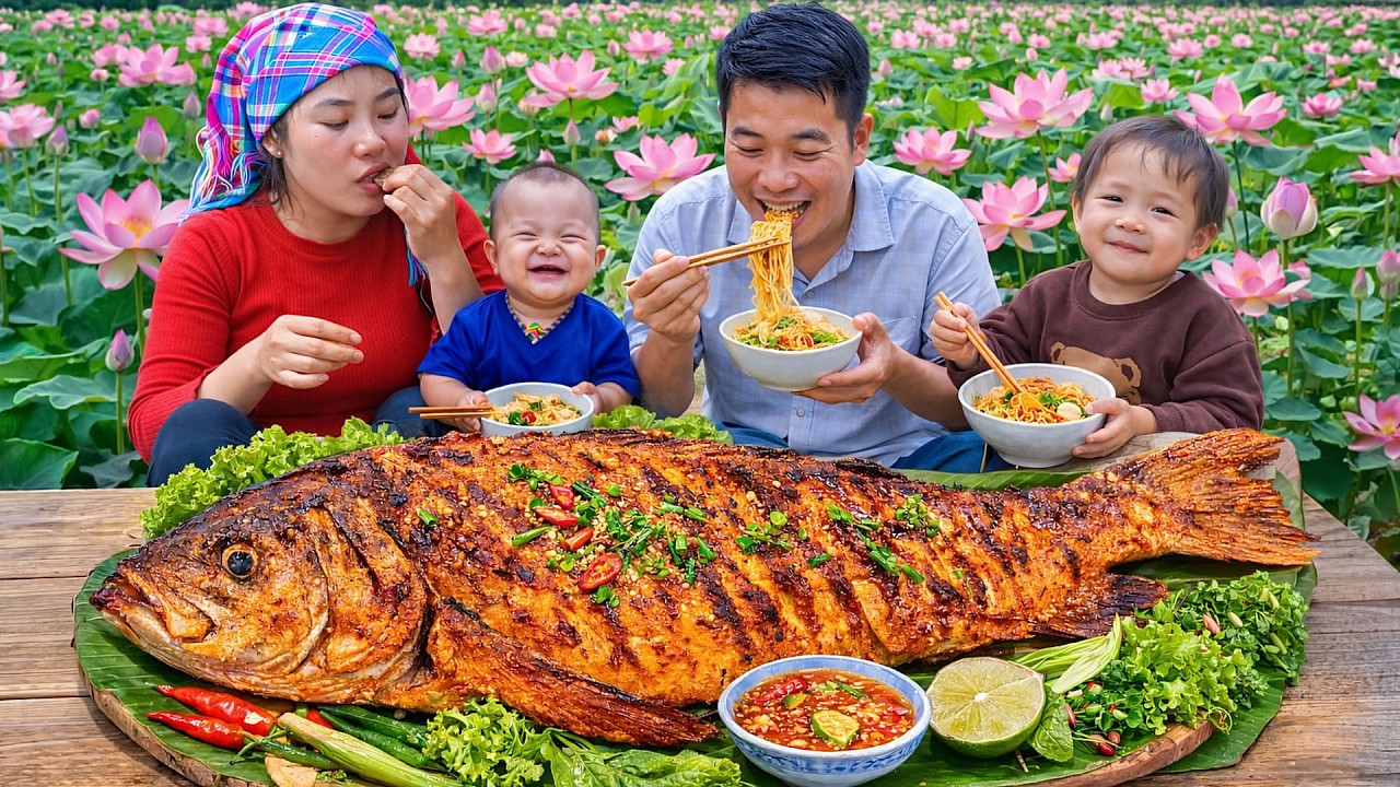 How to make grilled fish with my husband - cook rice and take care of the children