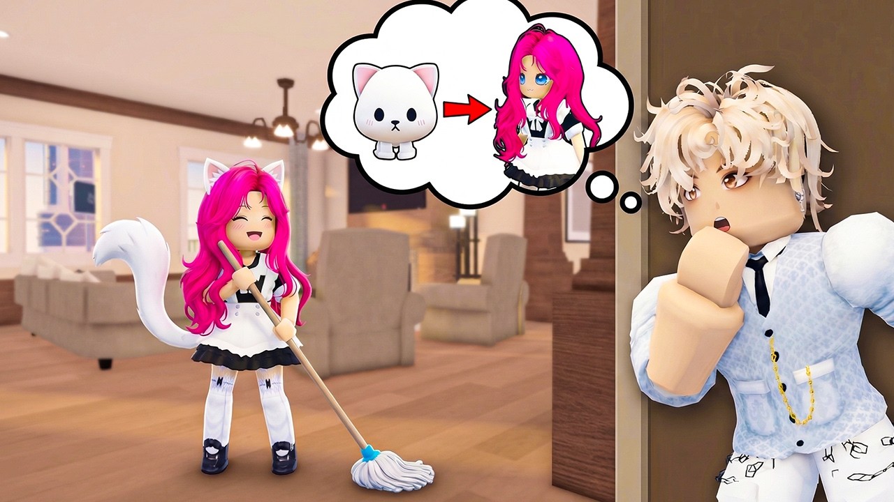 From A CUTE CAT, I Turn Into A PRETTY MAID!|✨Roblox Family Roleplay✨