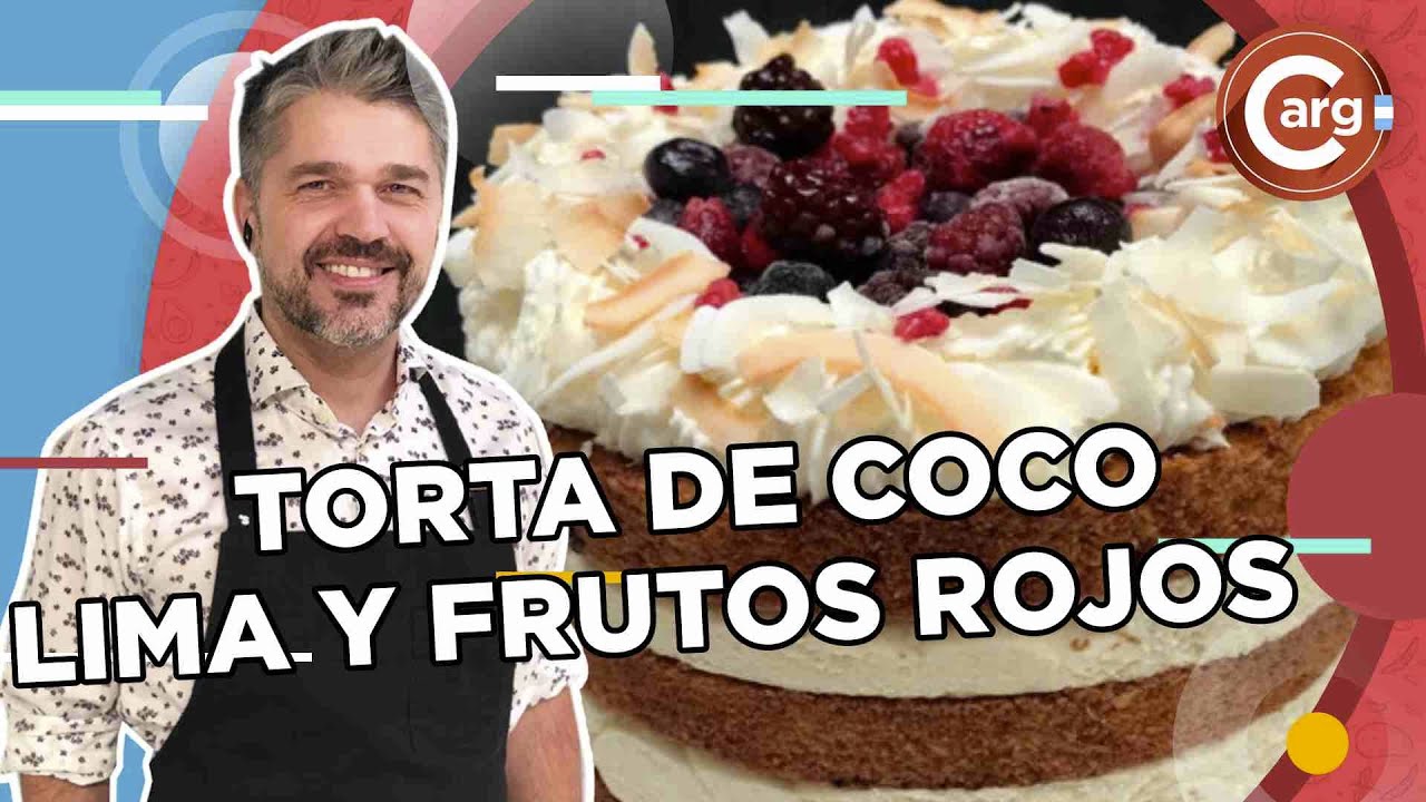 TORTA DE COCO, LIMA Y FRUTOS ROJOS
