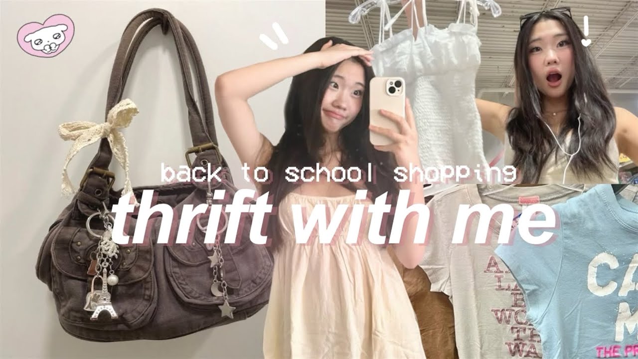 THRIFTING my DREAM BACK TO SCHOOL CLOSET 👚 try-on haul + styling,  pinterest inspired, shoujo girl 🍡
