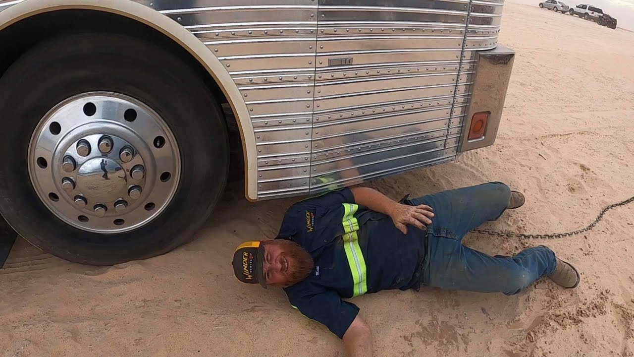 Big Bus Stuck On The Beach At Lake Powell!