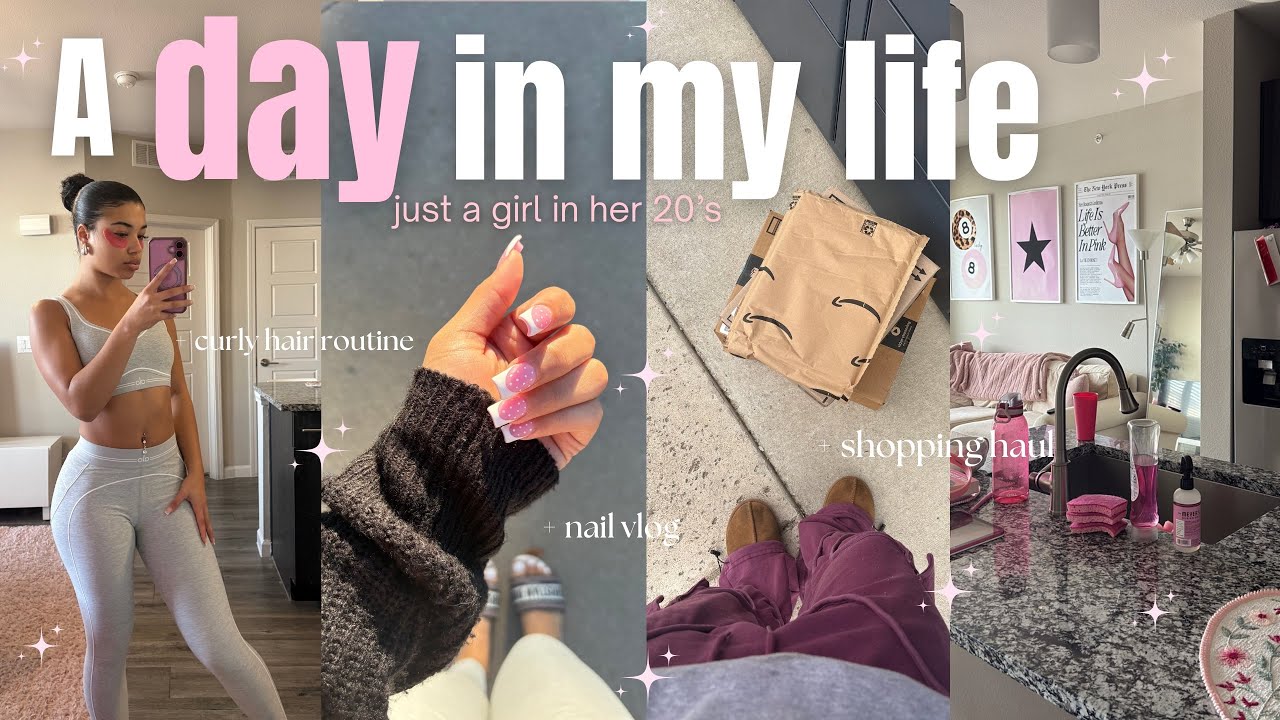 A DAY IN MY LIFE 🩷 | updated curly hair routine + nail vlog + shopping haul & more ❤︎ 