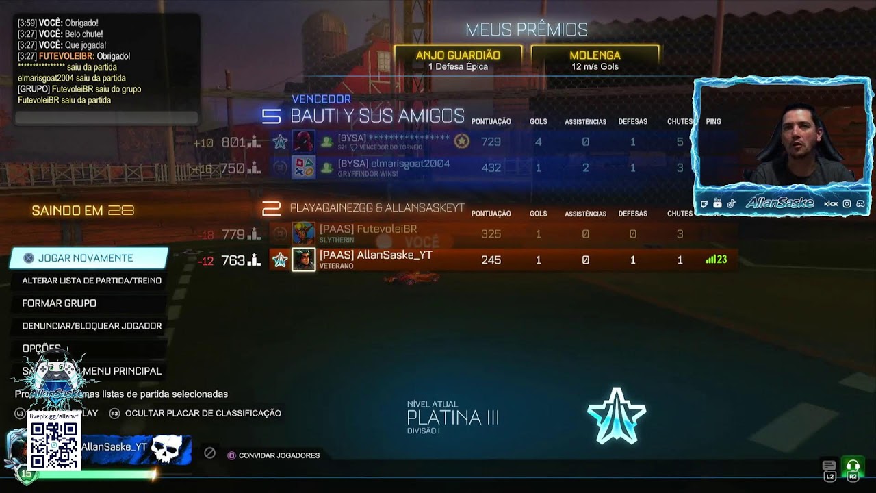 Rocket League. Bora fechar a semana tentando melhorar o rank. Vem torcer e ConfeRIR 😁😉🔥