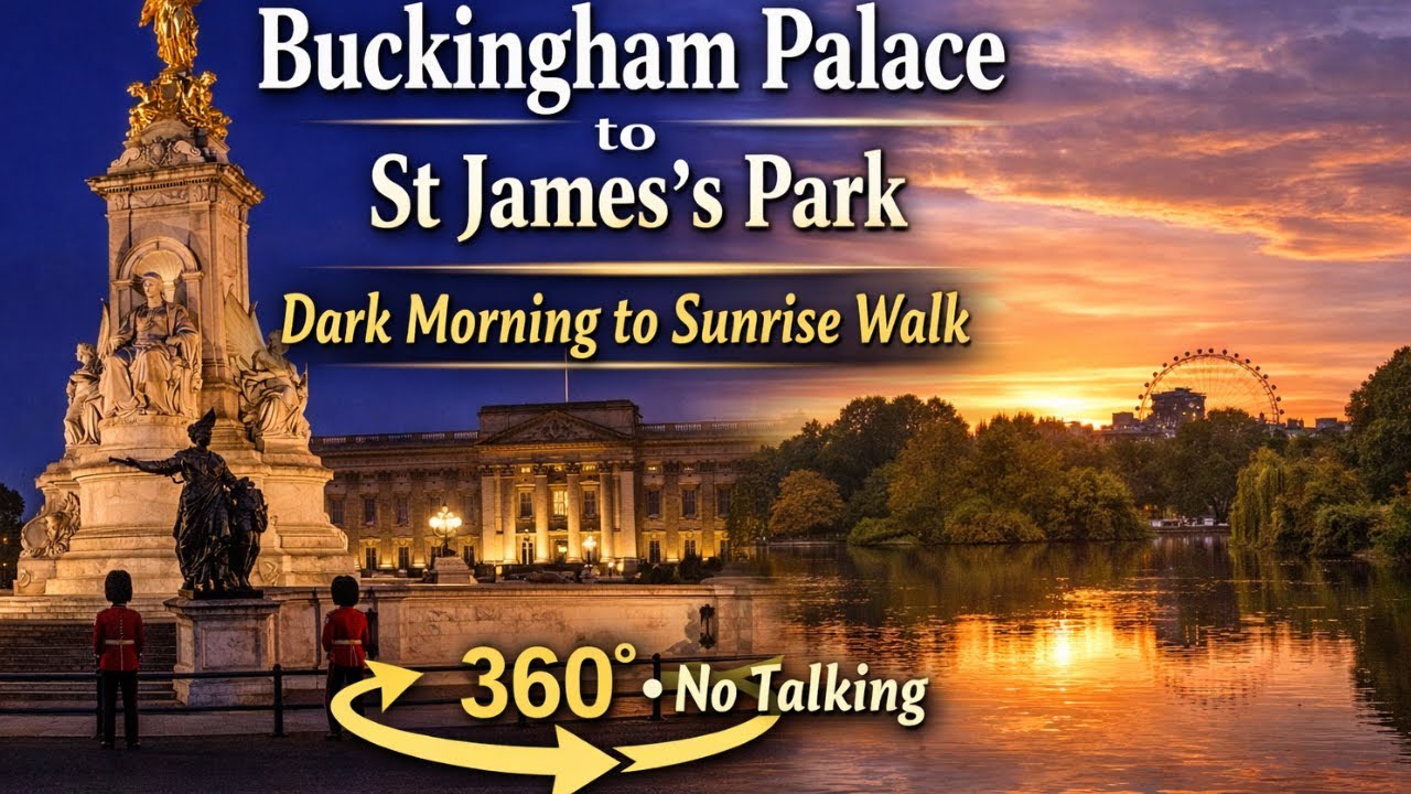Buckingham Palace to St James’s Park | Early Morning Sunrise Walk (360° • No Talking)