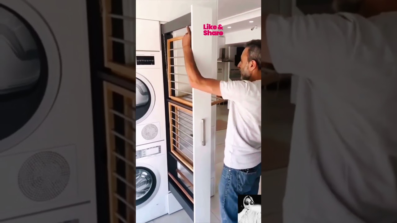 Easy Way To Dry Clothes, Best For Small Areas 💖😊😎 #interiordesign #laundry #spacesavingideas #shorts