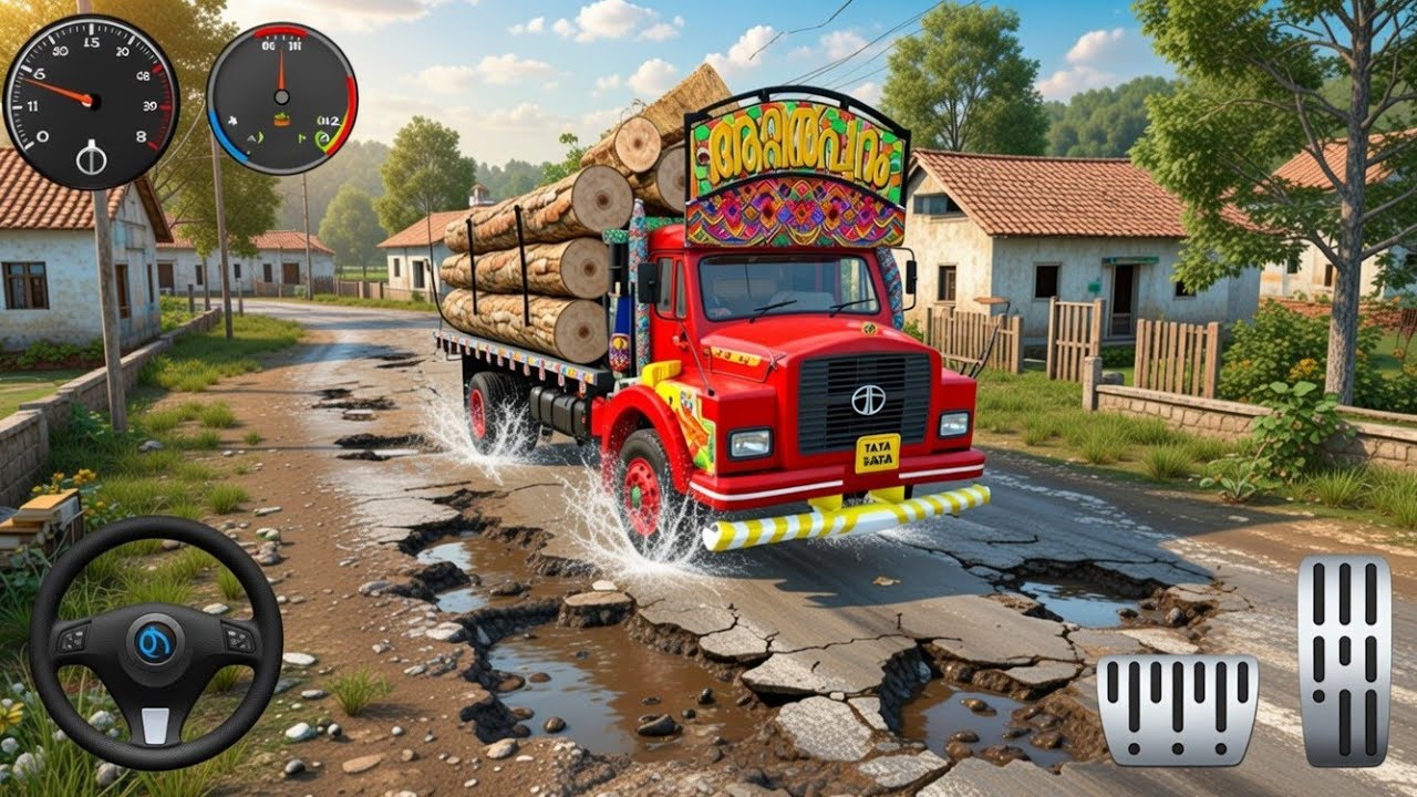 Tata Big Wood Load Lorry | Kerala Traffic Mod | Broken Offroad Drive 😱 | BUSSID 