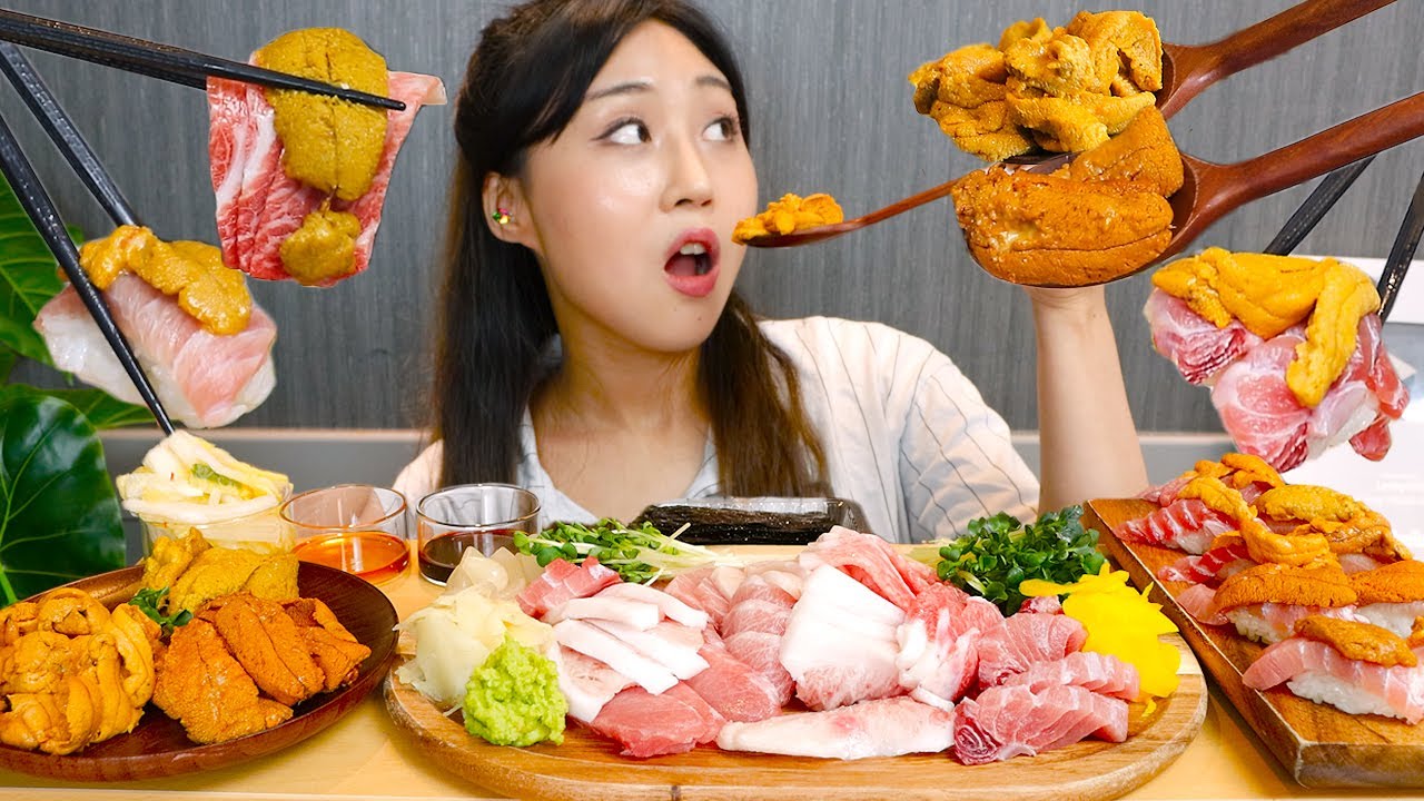 MUKBANG) 성게알 참치회 먹방🍣✨ 성게만 3종류🥰 Sea urchin with Tuna sushi Real sound asmr eating