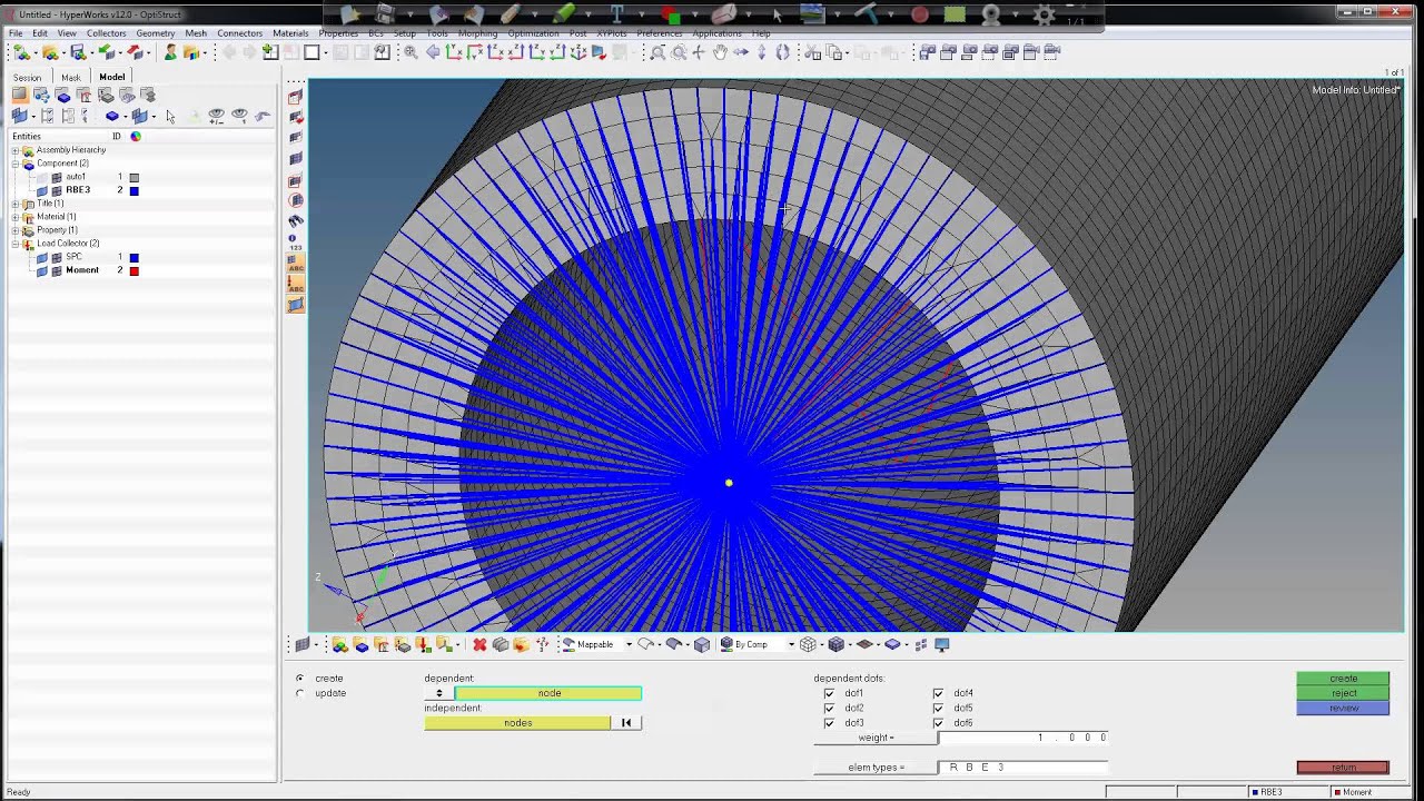 Quicktip Momentenaufbringung in Hypermesh mit RBE3 Elementen