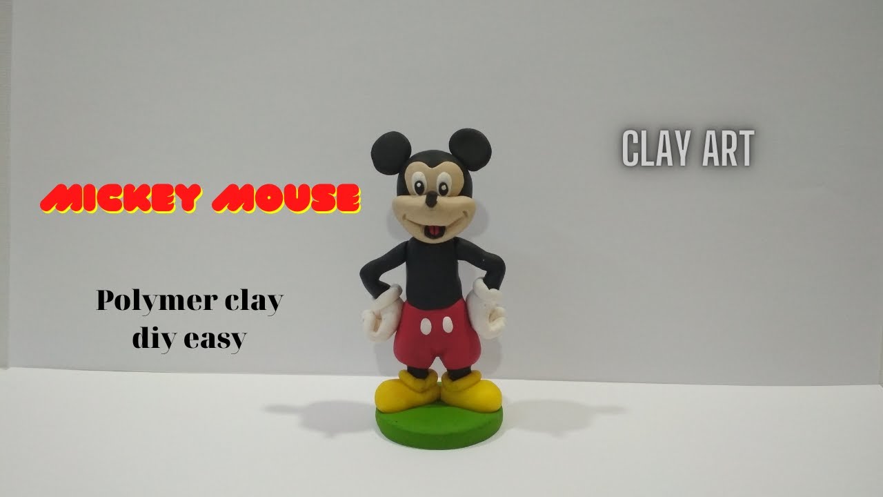 How to make Mickey Mouse with clay | Polymer clay diy easy | Clay art - Vicky25Crafts