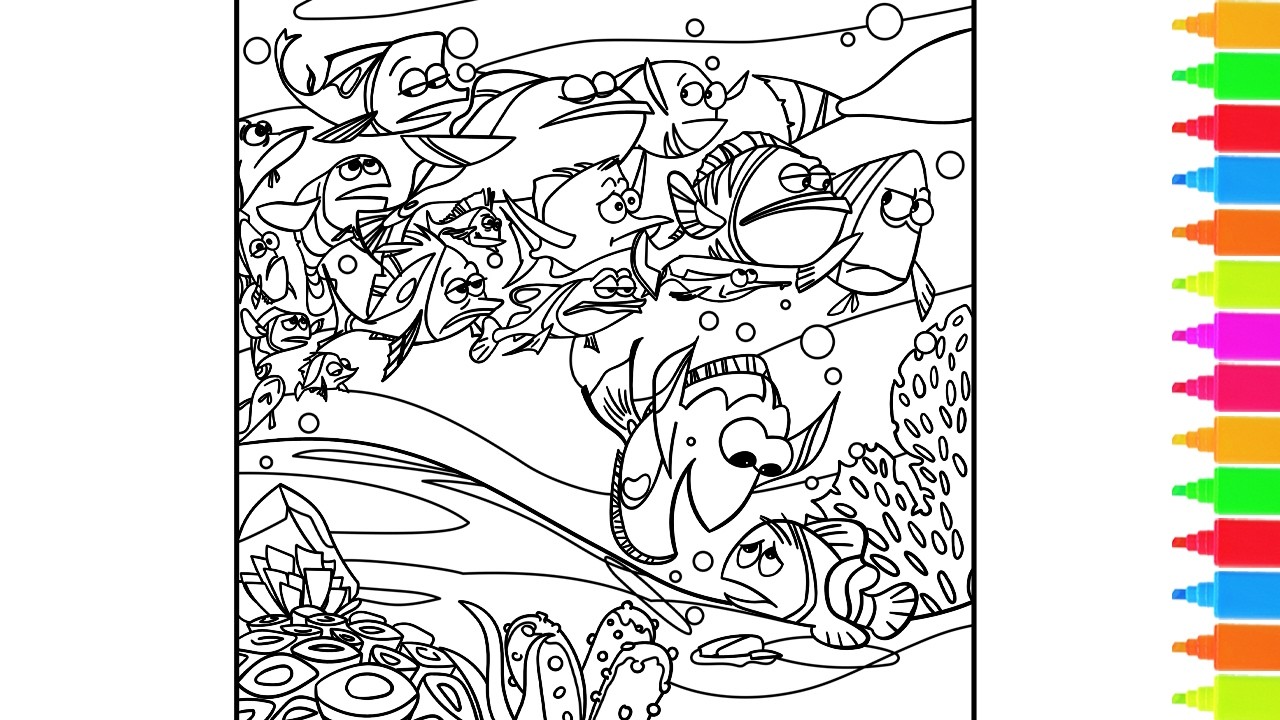 Coloring Finding Nemo - Dory & Marlin, Darla Sherman, Tank Gang | Disney Finding Dory Coloring Pages