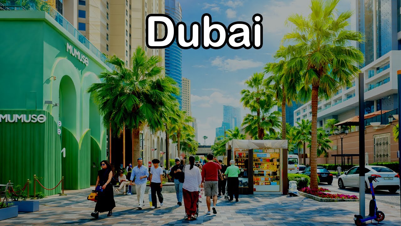 JBR Dubai Walking Tour 4K | Jumeirah Beach Residence Marina Walk & Beachfront Vibes