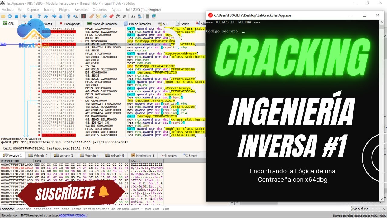 Ingeniería Inversa: #1 Encontrando la Lógica de una Contraseña con x64dbg