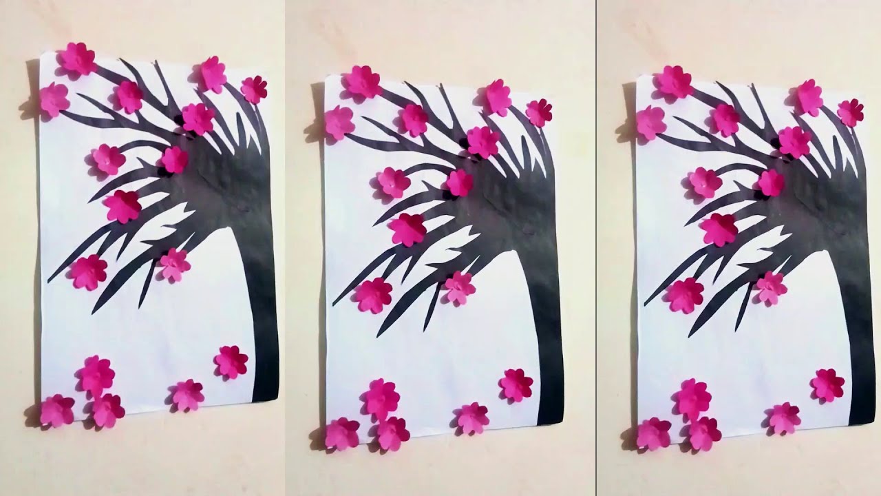 how to make 3d tree with branches||wall hanging painting ideas for living room