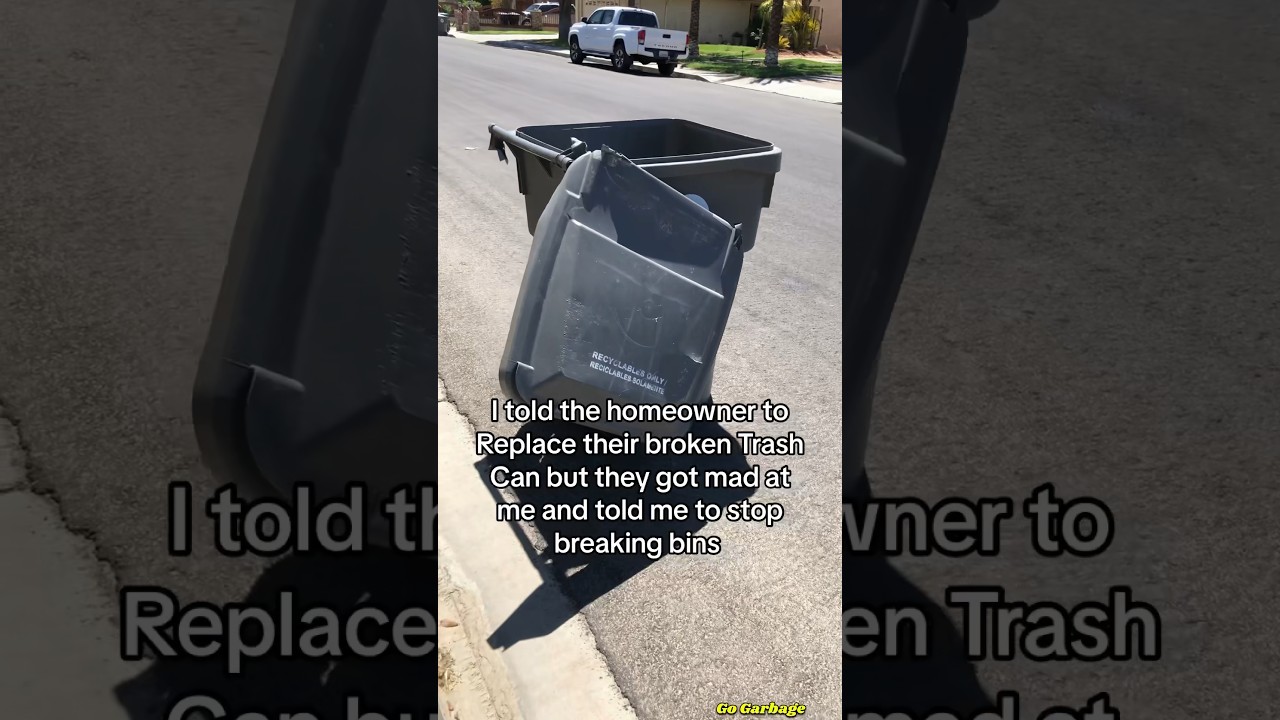 Garbage Truck Breaks Trash Can Lid 😬 #garbagetruck #trash