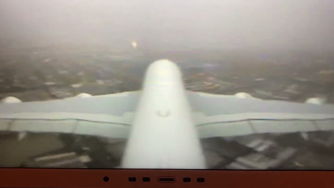 Emirates Airbus A380 landing in Sydney airport from A380 tail camera