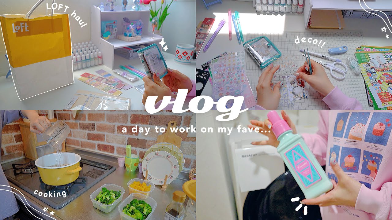a day to starting early🎠stationery haul+creating a collage with cute stickers📘living alone in Japan
