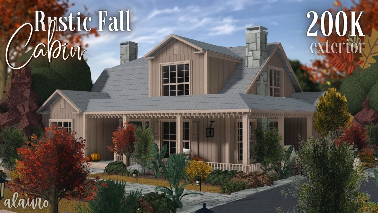 Rustic Fall Cabin - 200K Exterior - Bloxburg Speed Build | Roblox