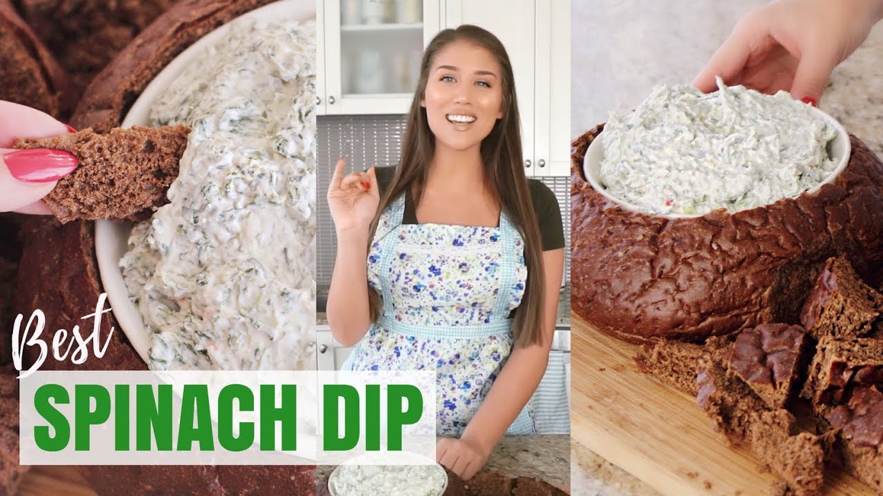 BEST Spinach Dip | Cold Spinach Dip In Bread Bowl