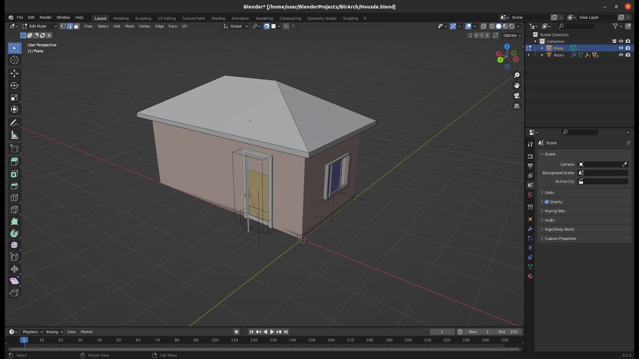 Blender 3.2 3D Architecture 3- Adding a roof.