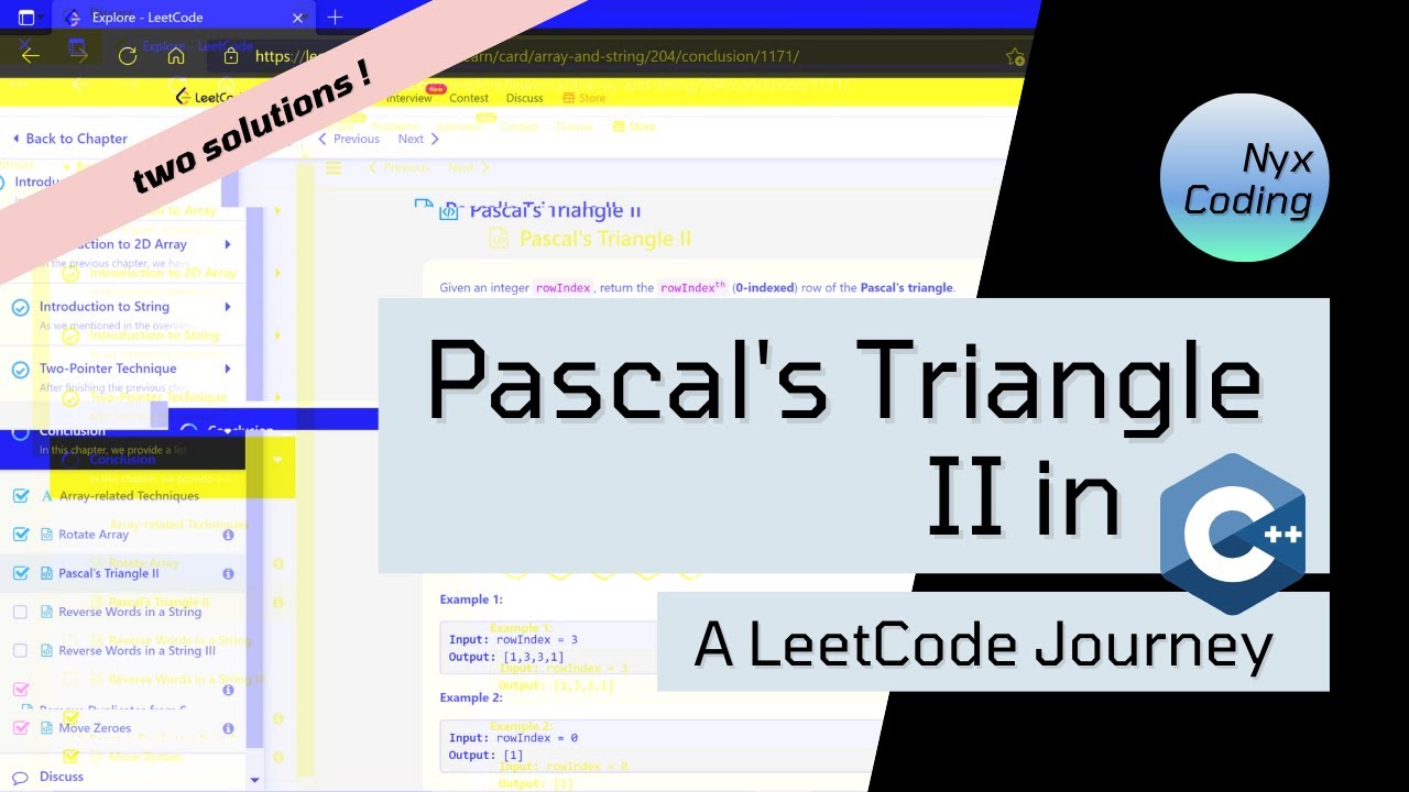 Pascal's Triangle II in C++ - A LeetCode Journey