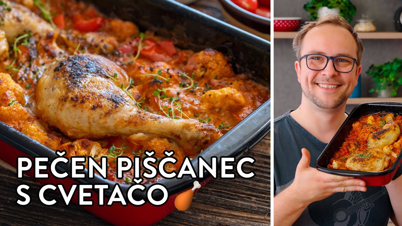 Pečen piščanec s cvetačo 🍗