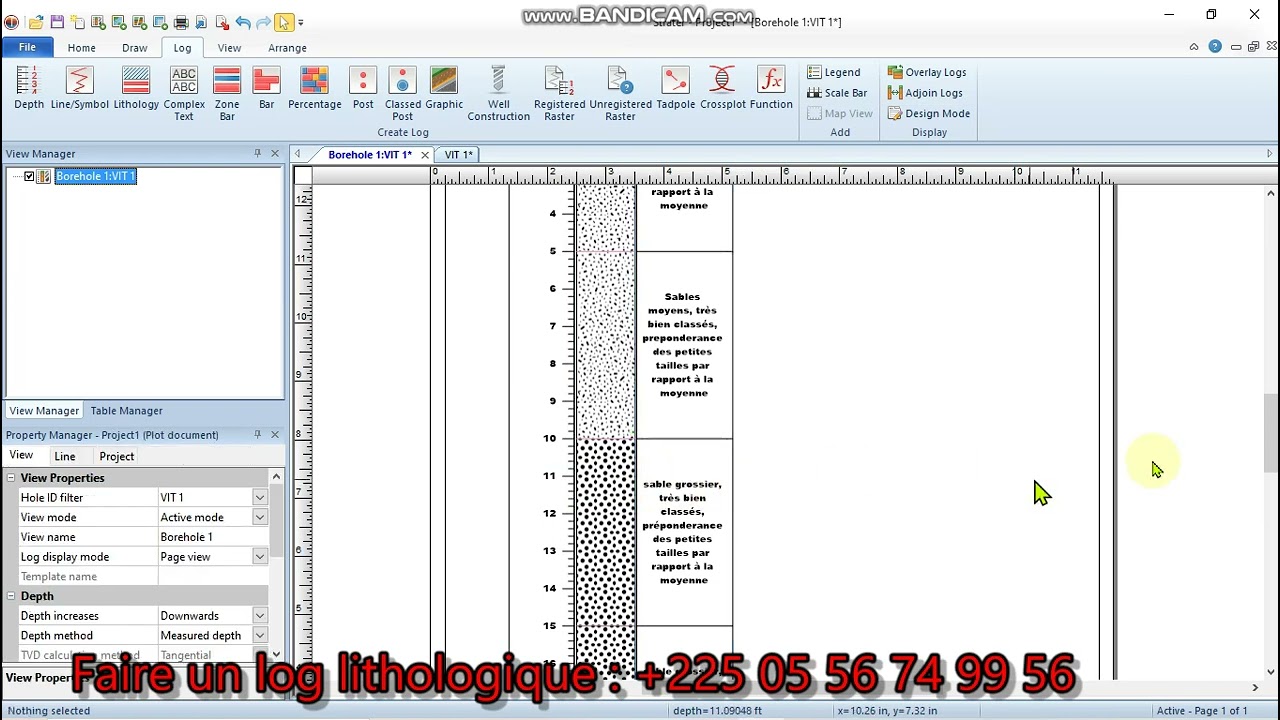 Faire un log lithologique