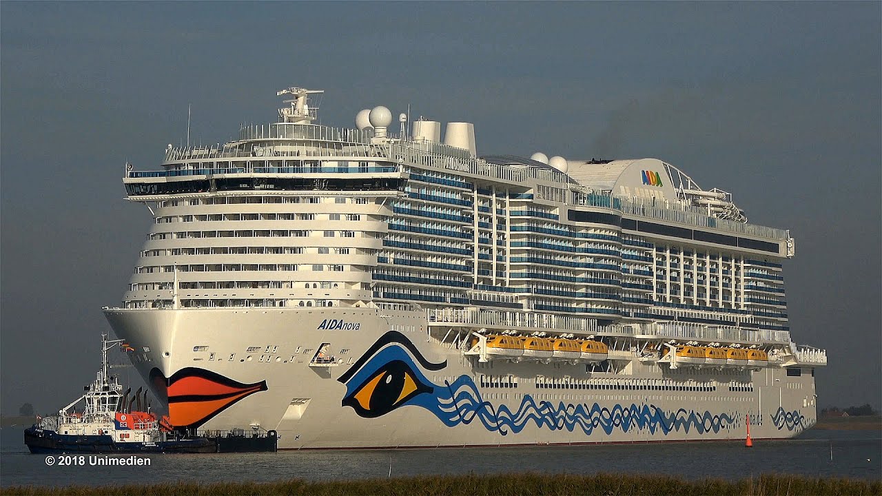 AIDAnova | new record at conveyance giant cruise ship across very small river Ems | 4K-Quality-Video