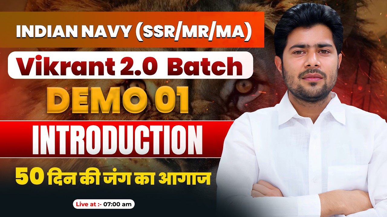 GK/GS Demo-01 for Navy SSR/Mr/MA Vacancy 2026  GK/GS Vikrant 2.0 Batch for Navy  2026 By Akshay Sir