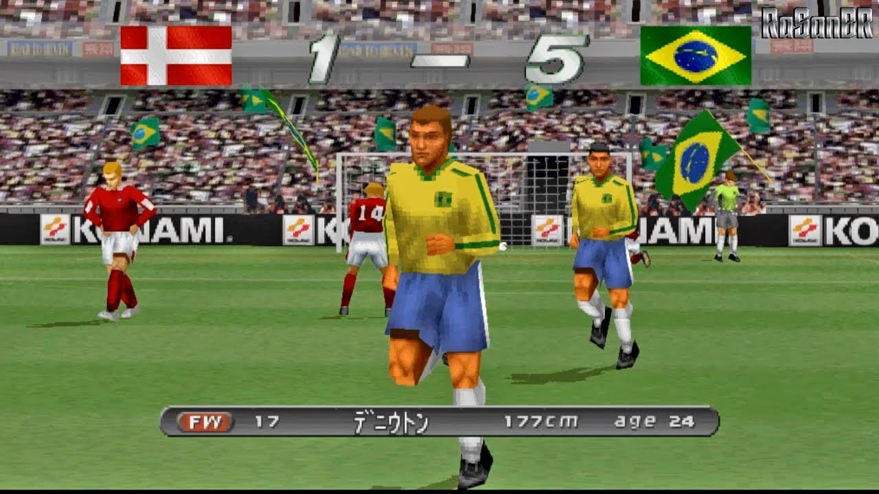 World Soccer Winning Eleven 2002 [PS1] gameplay (BRA🇧🇷 x DEN🇩🇰)