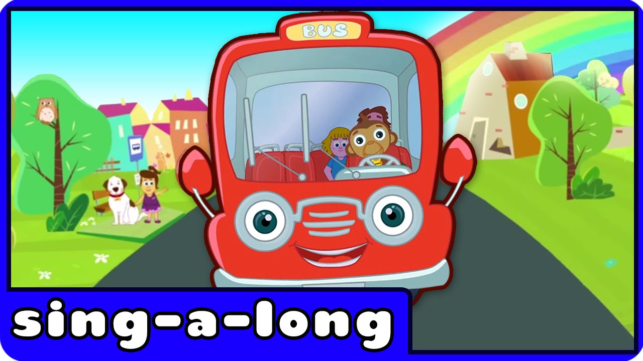 Wheels on the Bus Go Round and Round | Nursery Rhymes With Lyrics by HooplaKidz Sing-A-Long