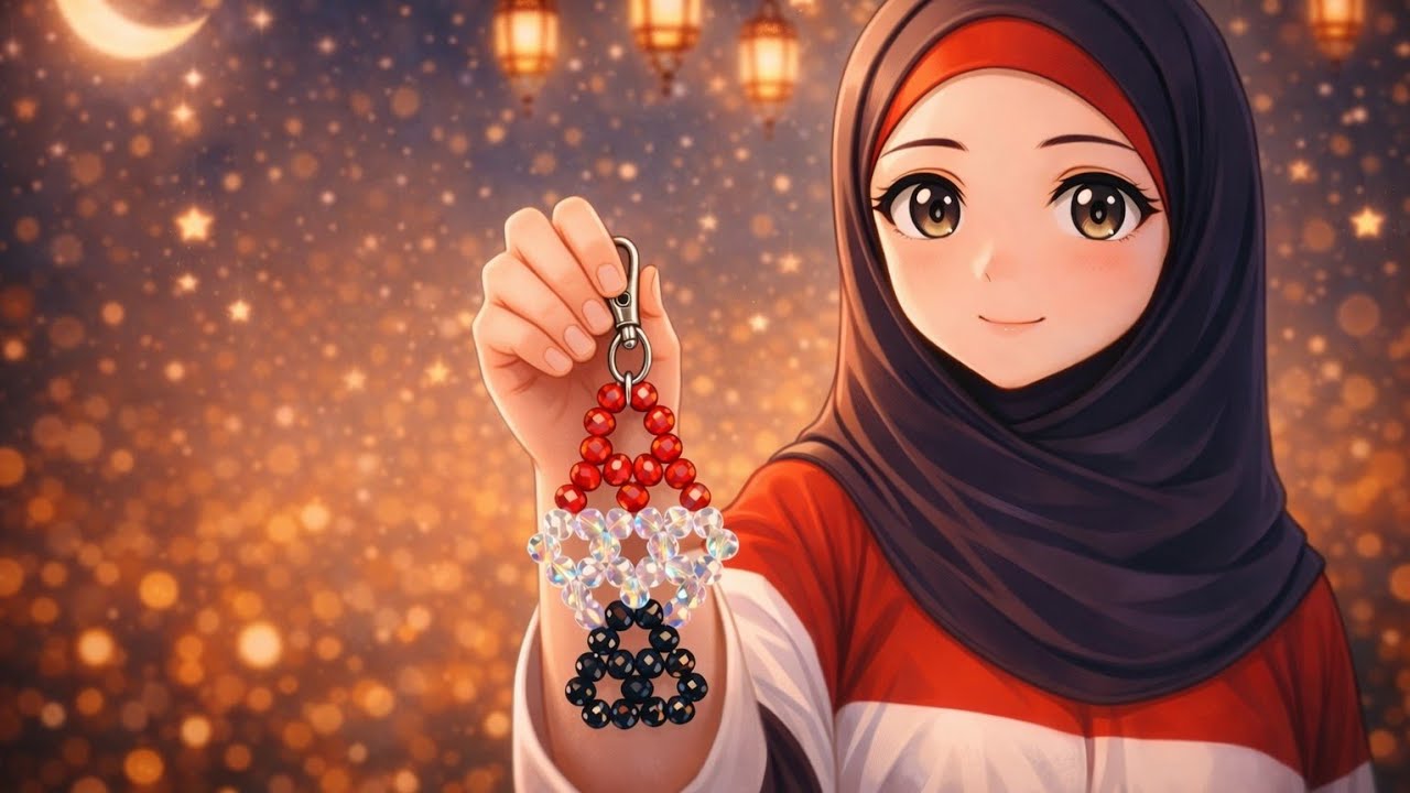  طريقة عمل فانوس رمضان🏮فانوس ميدالية بالخرز مسطح 🇪🇬♥️ شرح سهل  خطوة بخطوة 