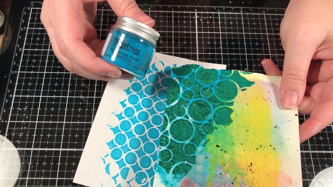 Distress Embossing Glaze Powder over Specialty Pastes and Glitters