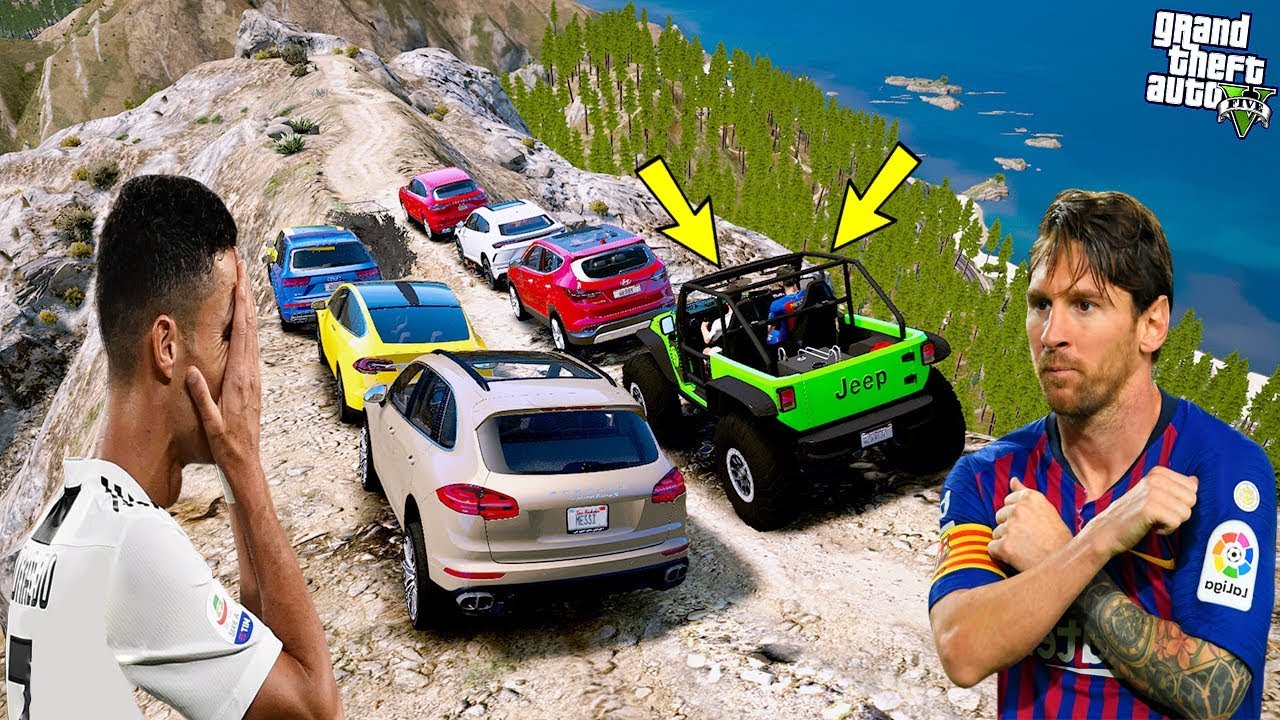 RONALDO VE MESSİ PAHALI SÜPER ARABALARLA EN YÜKSEK DAĞDAN İNİYOR! - GTA 5