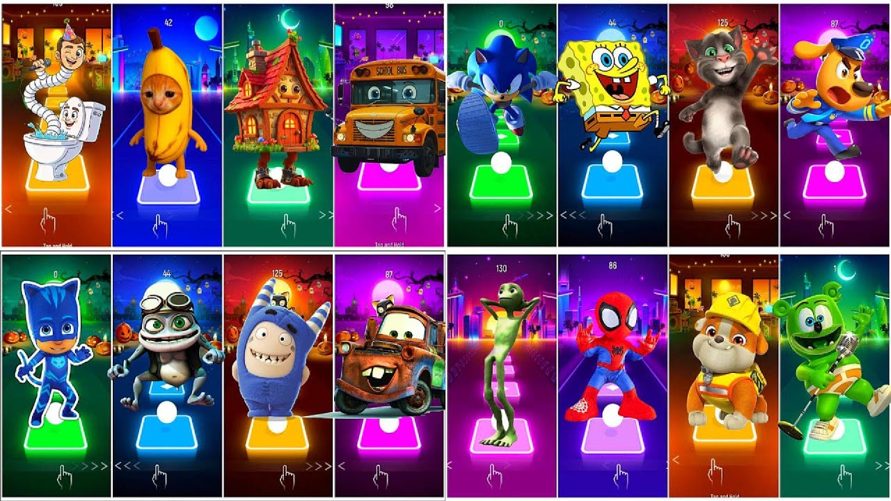BUS EATER 🆚 EXTRA SLIDE 🆚 SKIBIDI TOILET 🆚 HOUSE HEAD 🆚 ODDBODS | Tiles Hop EDM Rush!