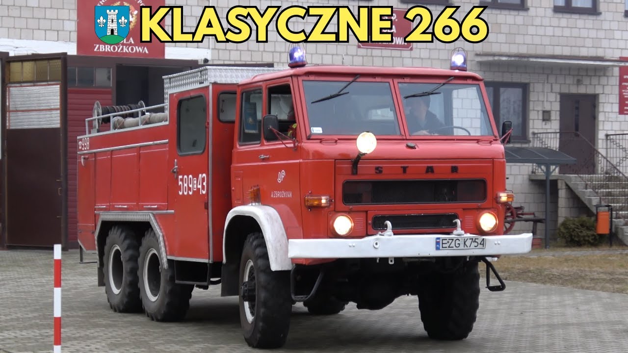 Wyjazd Alarmowy klasycznego Stara 266 z motopompą z OSP Wola Zbrożkowa - Atego i Lublin w służbie