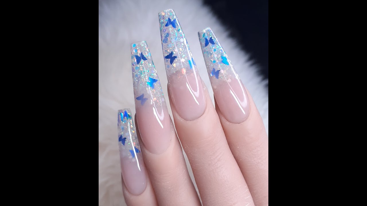 Pose Resine -Ombré Paillettes et Papillons