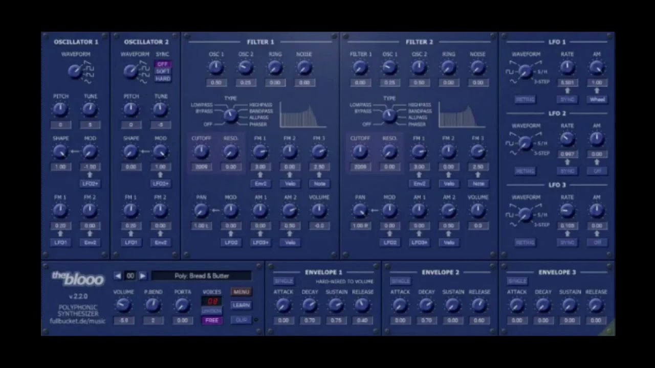 Free Fullbucket , The Blooo Synthesiser , Demo Some Presets