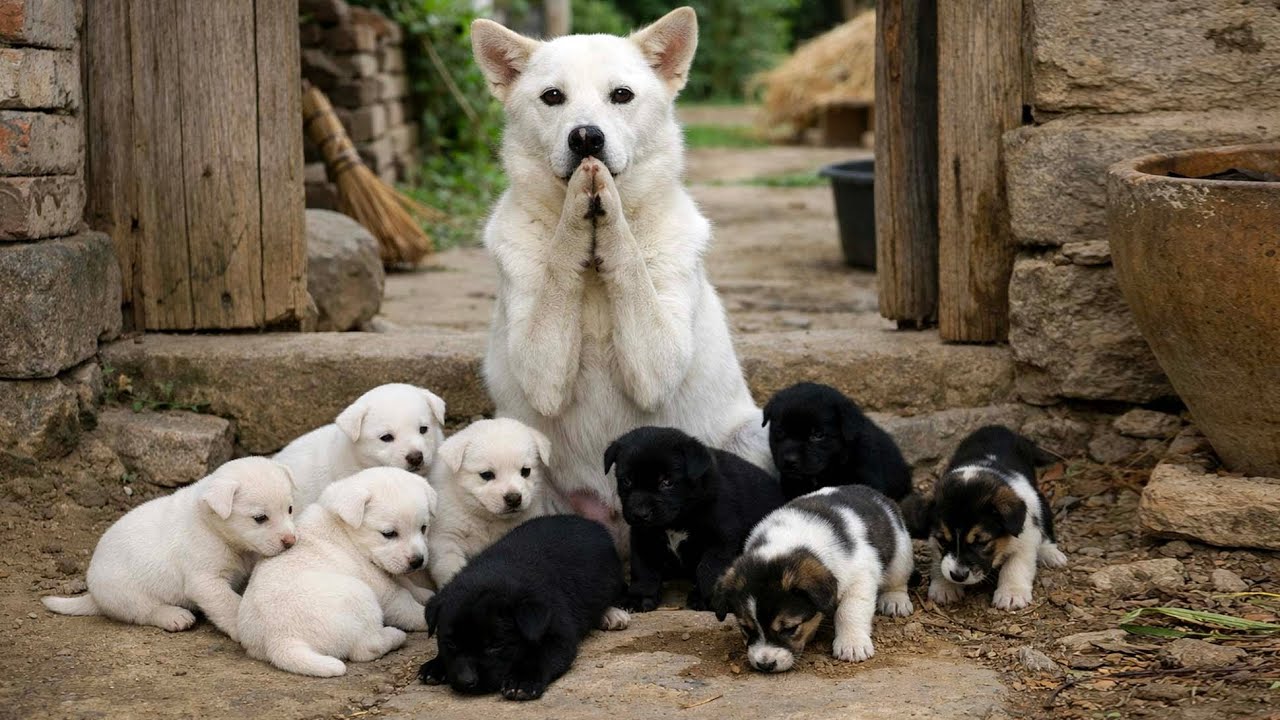 Встретил незнакомую собаку-маму — не ждал щенков у себя дома! 🐶🐕❤❤❤