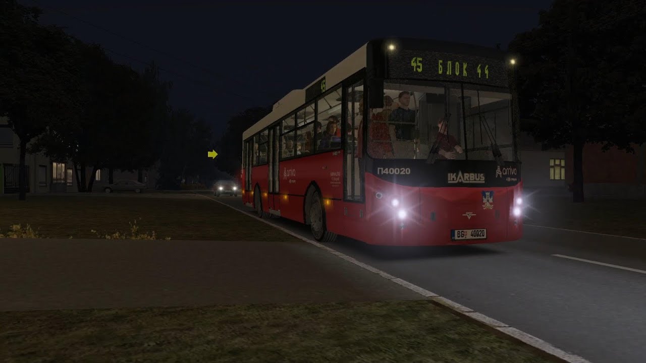 OMSI 2 Belgrade map Ikarbus IK-103 (2010) on line 45: Zemun Novi grad - Blok 44