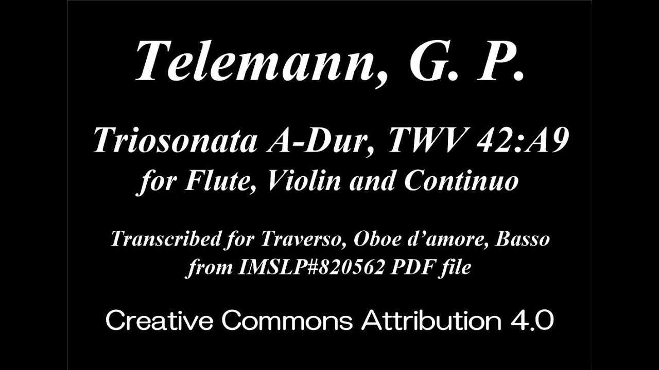 Telemann, G. P. _ Triosonata A-Dur, TWV 42:A9 [Trv, Ob.d'a., Bass]