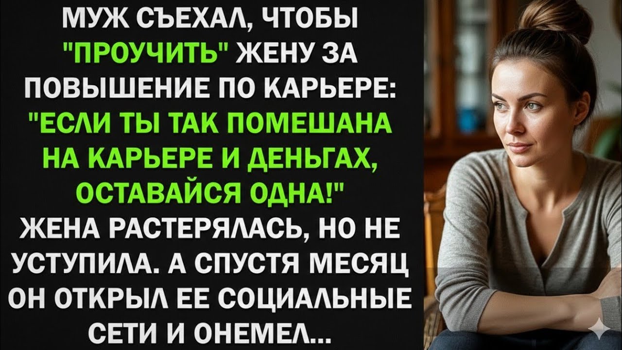 Муж съехал, чтобы проучить жену за повышение по карьере, а спустя месяц...